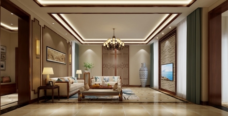 新中式别墅260平米150万-漫山红墅装修案例