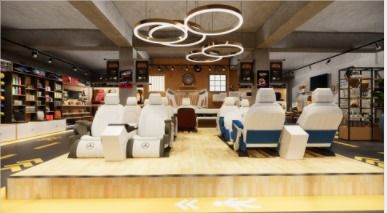 陕西省西安市1200㎡汽修厂客休展示区设计装修案例效果图分享