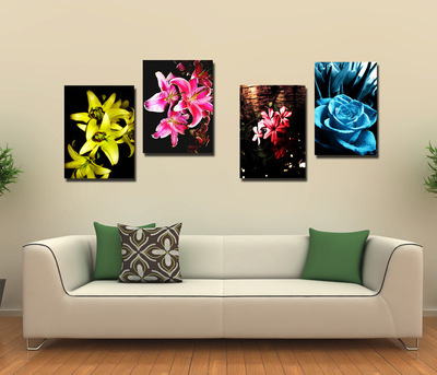 【厂家直销喷绘画家居装饰画客厅卧室四联无框画乔迁贺礼欧美风】价格,厂家,图片,油画,义乌市喆敏工艺品厂-